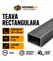 Teava rectangulara 100 x 40 x 5 mm, 6 metri
